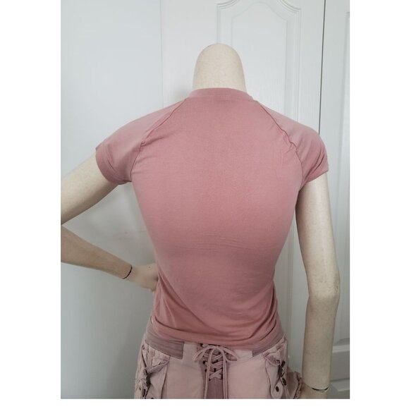 Y2K Bebe Pink Blush Rhinestone Girly Coquette Short Sleeve T-Shirt Small - Picture 4 of 9